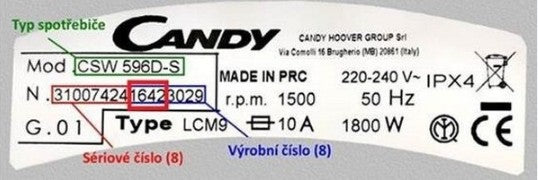 Vzor štítku Candy / Hoover