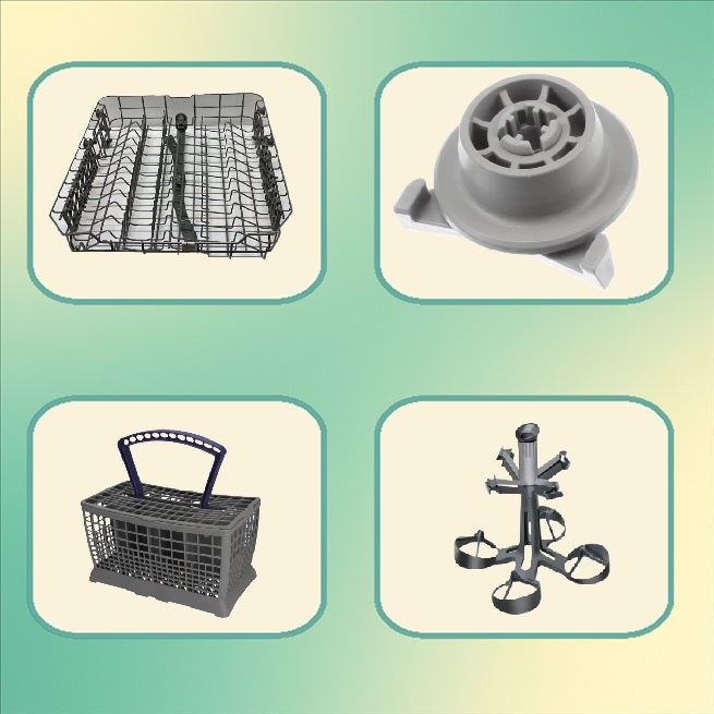 Horní a spodní mycí koše, košíky na příbory a příslušenství
