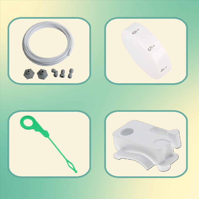 Držáky, kryty, hadice na vodu, zarážky, montážní sety