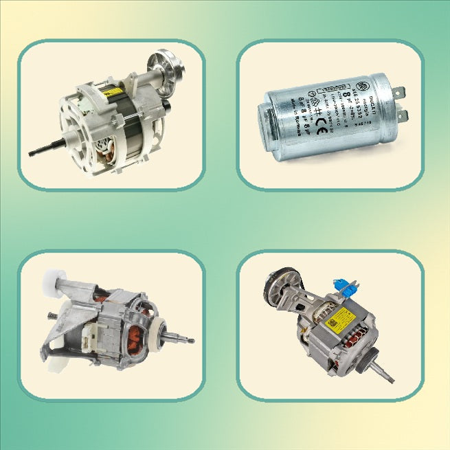 Motory, kompresory, rozběhové a odrušovací kondenzátory do sušiček prádla