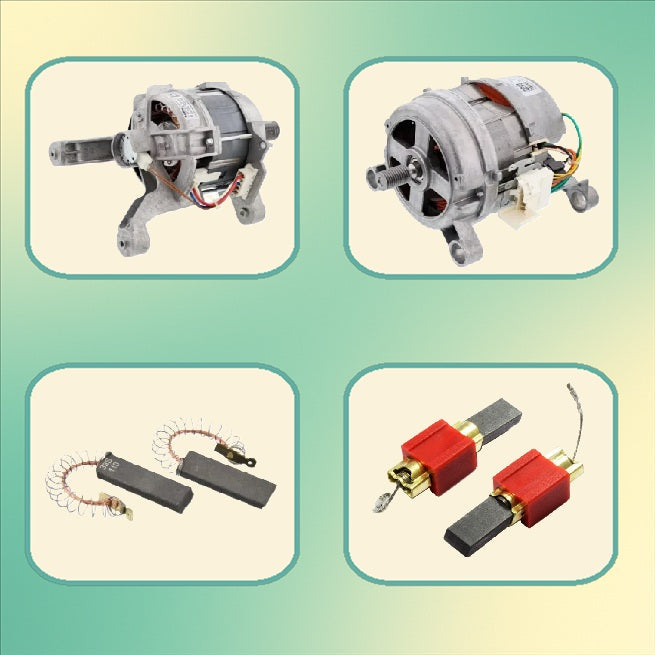 Motory pohonu bubnu, uhlíky a snímače otáček do praček