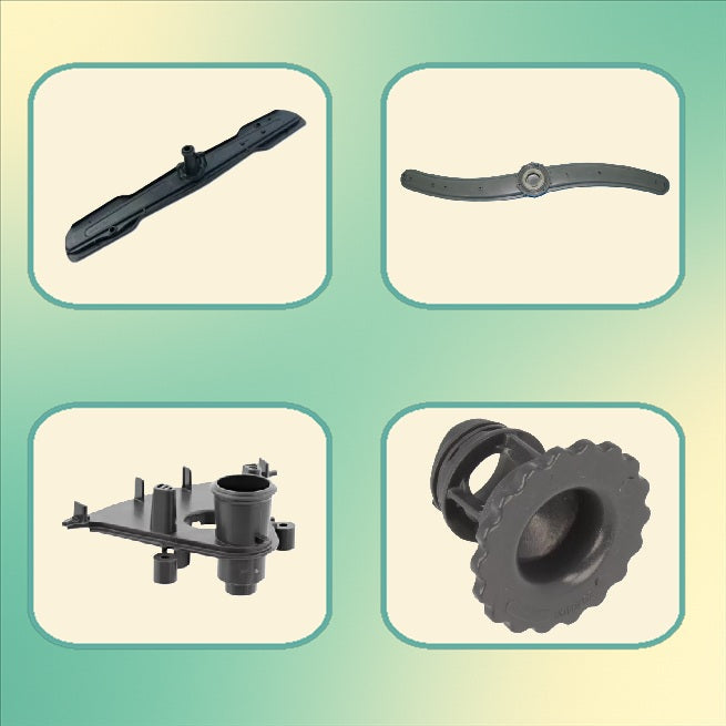 Dolní, střední i horní mycí ramena, trubky pro přivádění vody