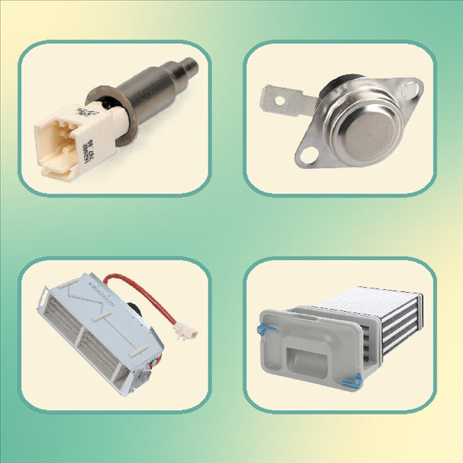 Spirály pro ohřev vzduchu pro sušení a snímače teploty