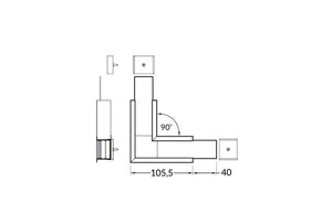 Roh 90° černý KM77R-90-C