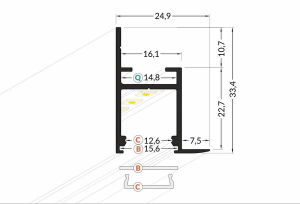 Lišta stříbrná KM5-S 1M