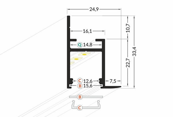 Lišta stříbrná KM5-S 2M
