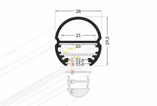 Lišta stříbrná KM8-S 1M