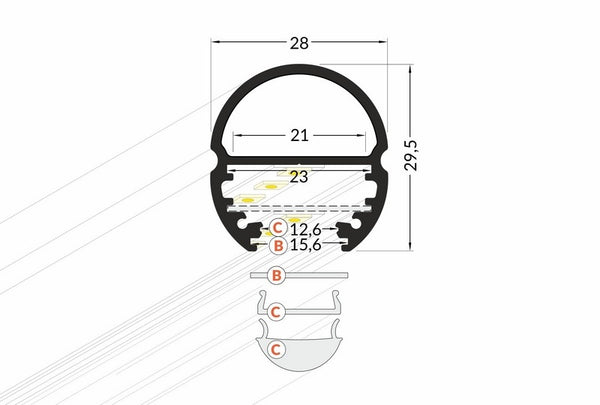 Lišta stříbrná KM8-S 2M
