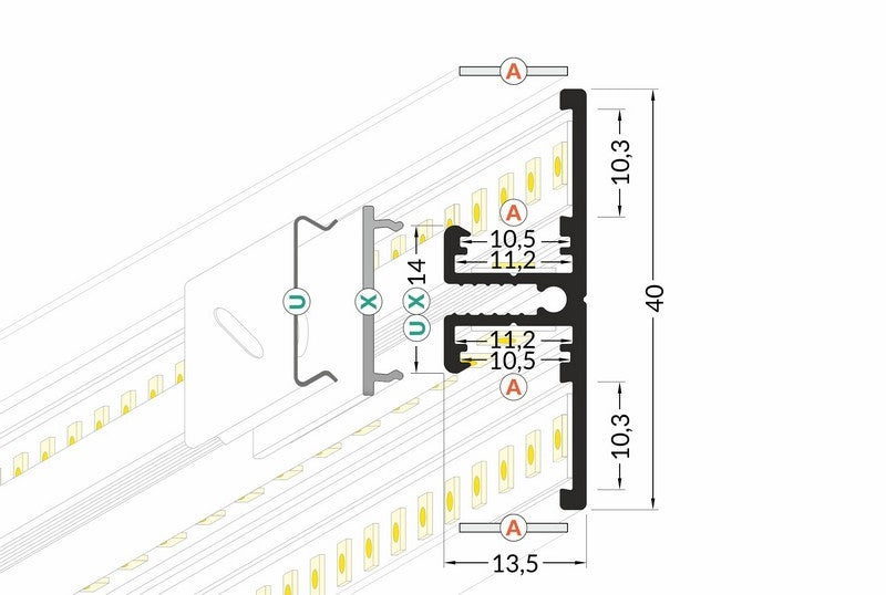 Lišta stříbrná KM40-S 1M