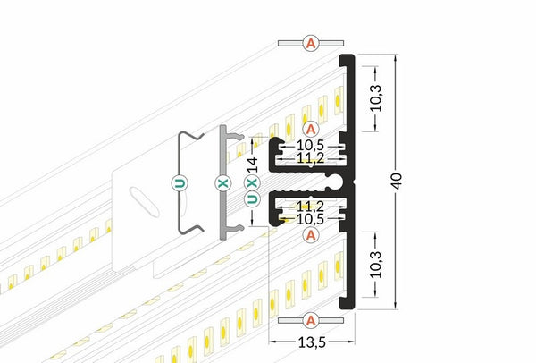 Lišta stříbrná KM40-S 2M