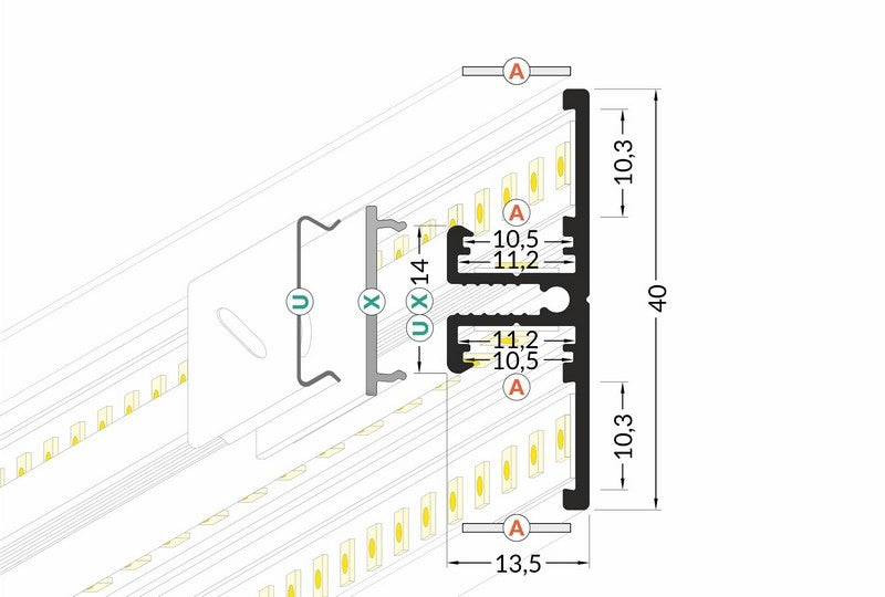 Lišta bílá KM40-B 2M