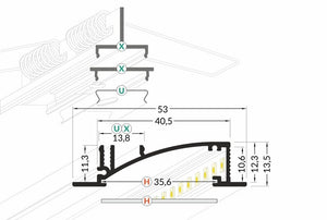 Lišta stříbrná KM50-S 1M