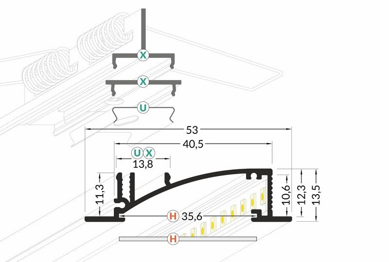 Lišta stříbrná KM50-S 2M