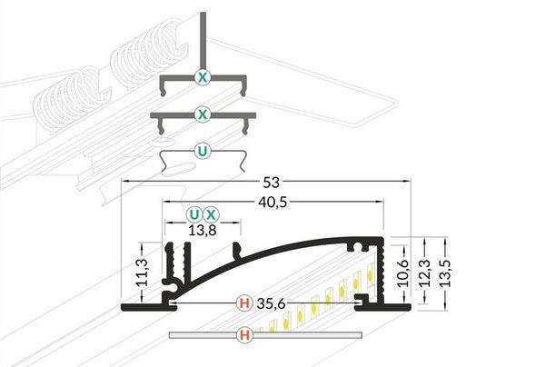 Lišta černá KM50-C 1M