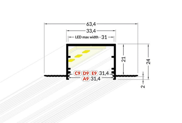 Lišta stříbrná KM75-S 2M