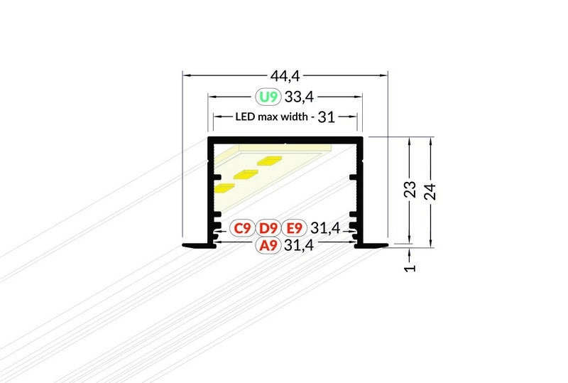 Lišta černá KM77-C 2M