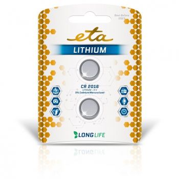 ETA CR2016 lithiová knoflíková baterie PREMIUM blistr 2ks