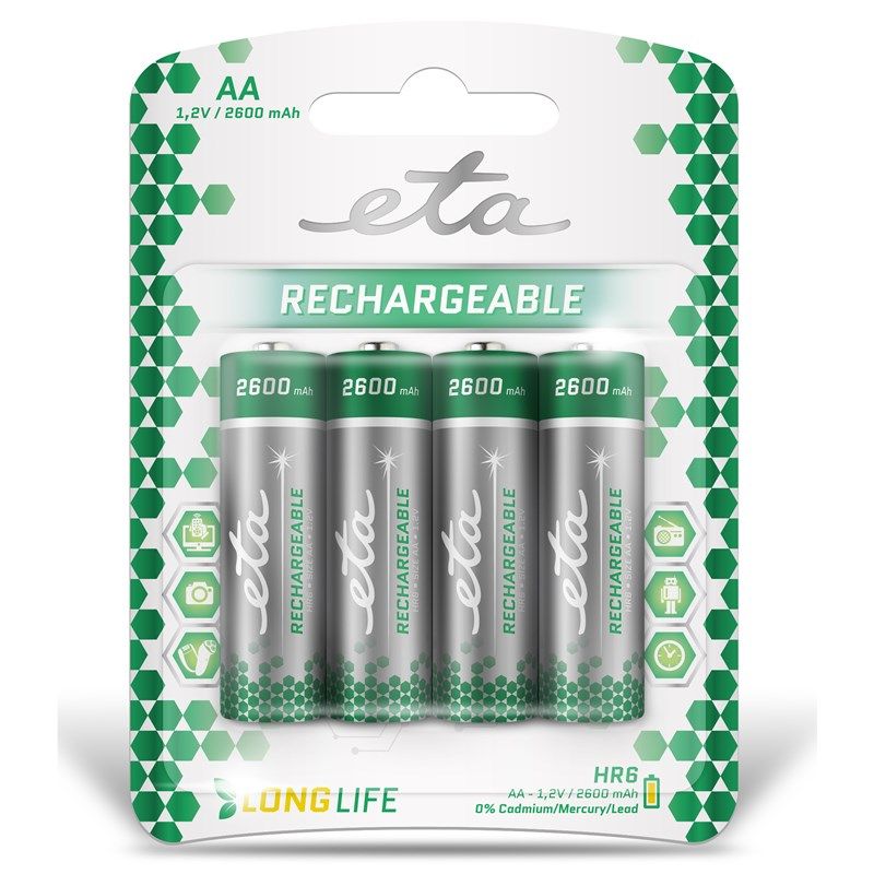 ETA HR06 baterie blistr 4ks nabíjecí AA 2600mAh Ni-MH