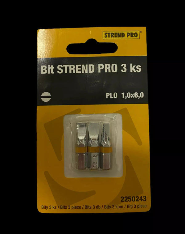 Bit Strend Pro S2 náhradní díl pro utahování šroubů plochý 10x60 mm sada 3 ks