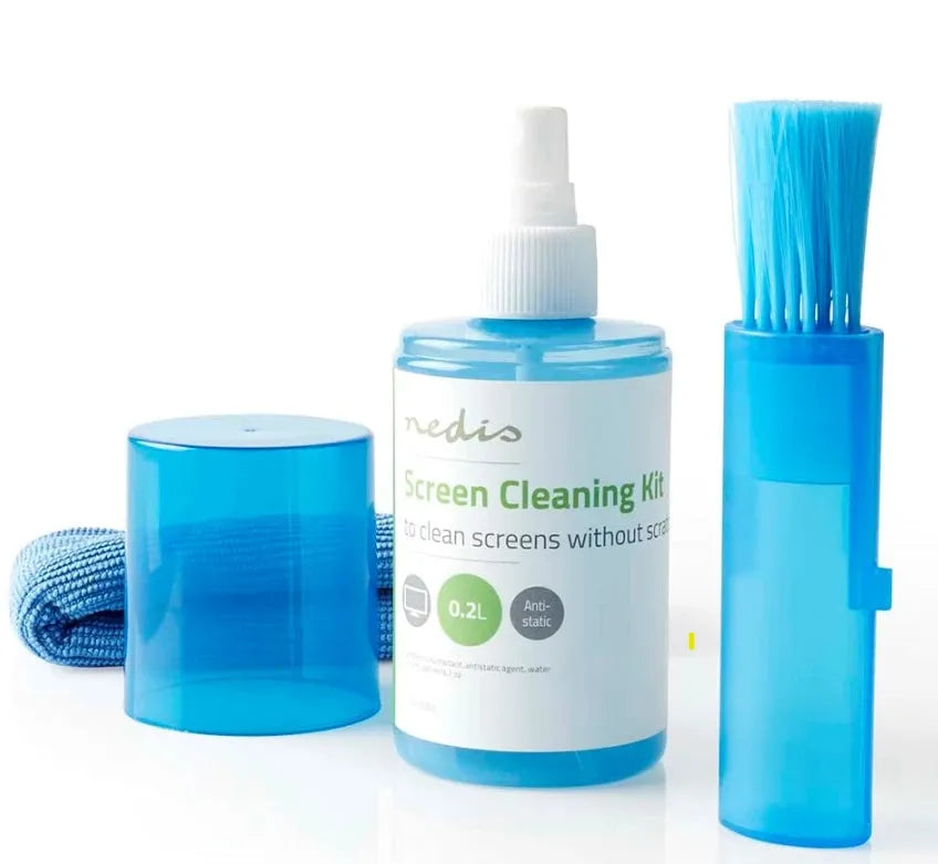 Čisticí prostředek CLSN120BU určený pro čištění sada 200 ml s utěrkou a štětcem Nedis