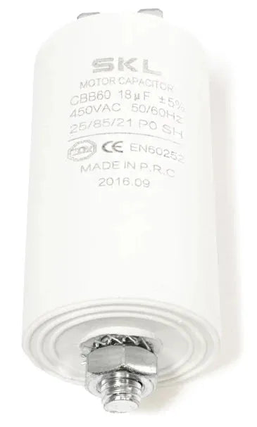 Kondenzátor O40X70MM určený pro rozběh elektromotoru 18 µF 450 VAC
