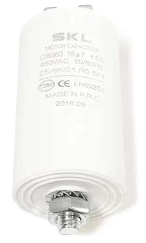 Kondenzátor O40X70MM určený pro rozběh elektromotoru 18 µF 450 VAC