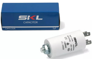 Kondenzátor 7 µF určený pro rozběh elektromotoru v pračkách a domácích spotřebičích