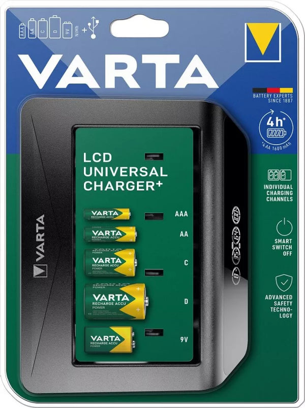 VARTA 9V nabíječka baterií 9V Universal 1-4 AA AAA C D 1x USB 4hodiny