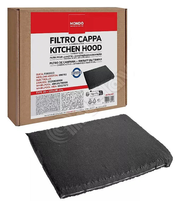 Uhlíkový filtr 9029793560 určen pro odsávání par v digestoři AEG Electrolux Zanussi 220 x 180 mm