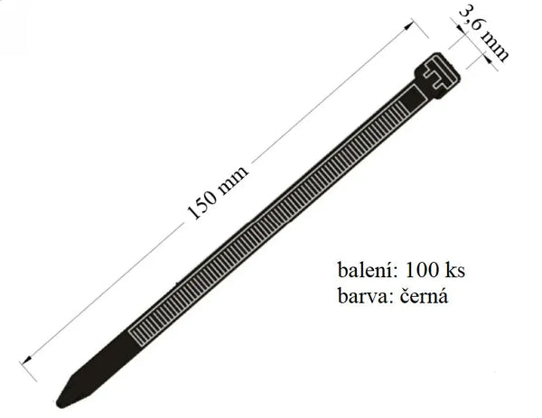 Vázací páska VPC 36x150 určena pro vázání kabelů černá 100ks nosnost 18 kg