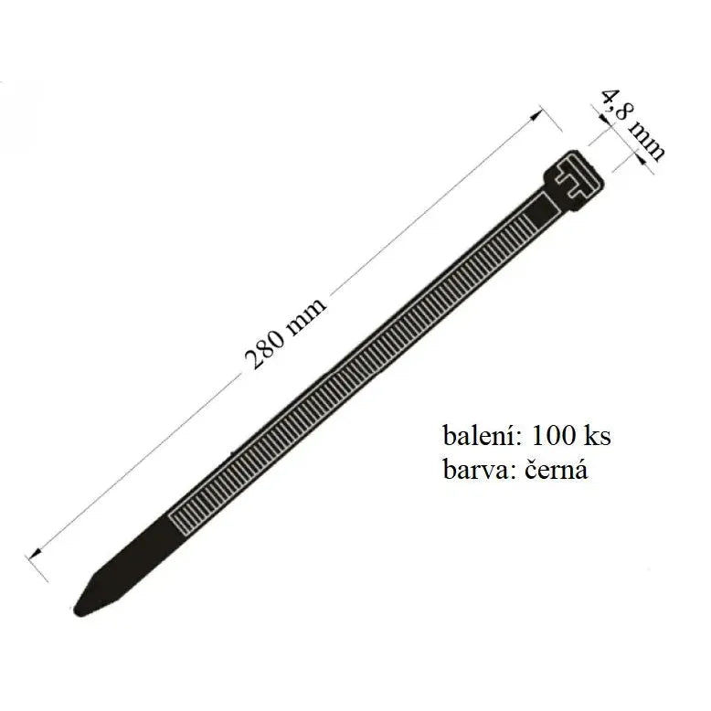 Stahovací páska VPC 4,8x280 určena k upevnění kabelů nosnost 22 kg 100 ks