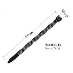 Stahovací páska 48x500 mm určena k pevné fixaci kabelů a svazků v balení 50 ks