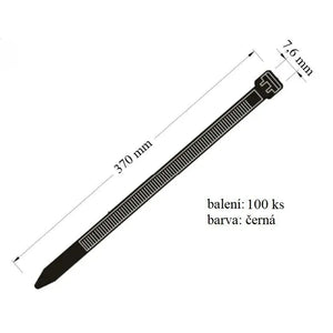Vázací páska určena ke svazování kabelů černá 76x370 mm 100 ks v balení