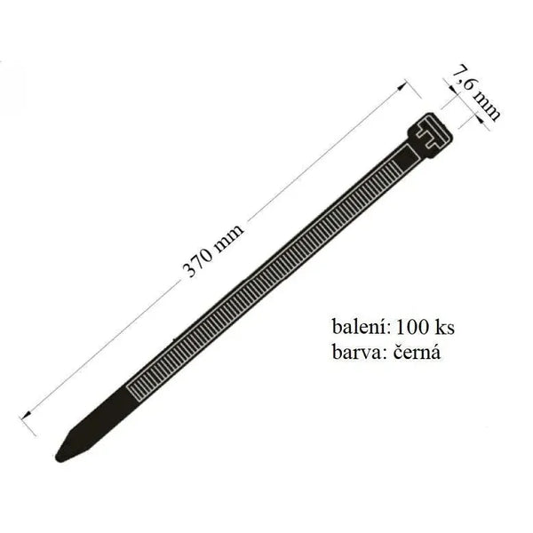 Vázací páska určena ke svazování kabelů černá 76x370 mm 100 ks v balení