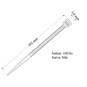 Stahovací páska 36x292 mm určena pro upevnění kabelů a balení 100ks nosnost 18 kg