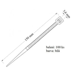 Vázací páska VPP 3,6x150 určena ke svazkování kabelů nosnost 18 kg 100 ks v balení