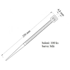 Vázací páska VPP 4,8x250 určena ke svazování kabelů a hadic nosnost 22 kg 100ks