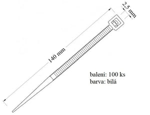 Stahovací páska VPP 2,5x140 určena pro svazkování kabelů nosnost 8 kg 100 ks v balení
