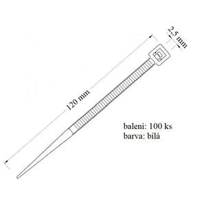 Vázací páska VPP 25x120 určena k vázání a upevnění kabelů nosnost 8 kg 100 ks v balení