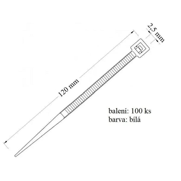Vázací páska VPP 25x120 určena k vázání a upevnění kabelů nosnost 8 kg 100 ks v balení