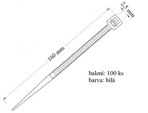 Stahovací páska VPP 2,5x160 určena ke svazování kabelů a balení nosnost 8 kg 100 ks