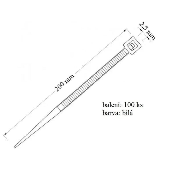 Vázací páska VPP 2,5x200 určena pro svazování kabelů nosnost 8 kg 100 ks