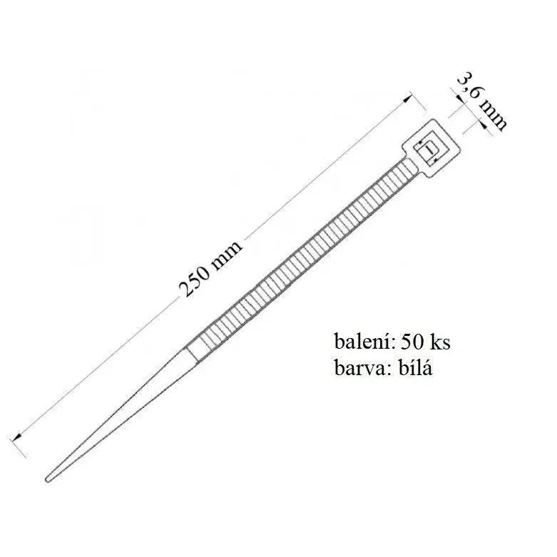 Stahovací páska 36x250 mm náhradní díl bílá 50ks v balení