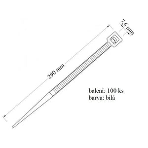 Stahovací páska 76x290 mm 100ks určená pro upevnění kabelů a organizaci vedení